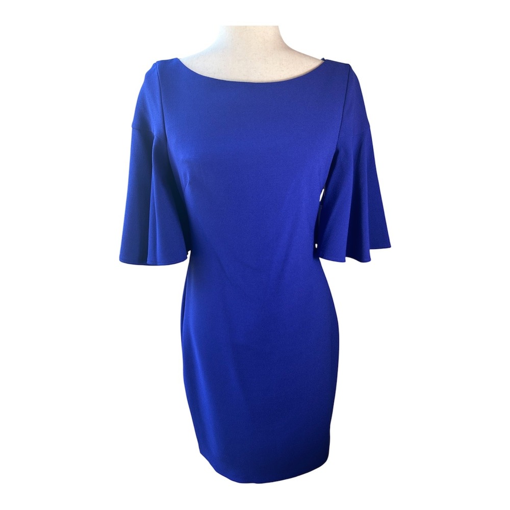 Eliza J Bell Sleeve Sheath Dress Women 6 Royal Blue EJ8M7743